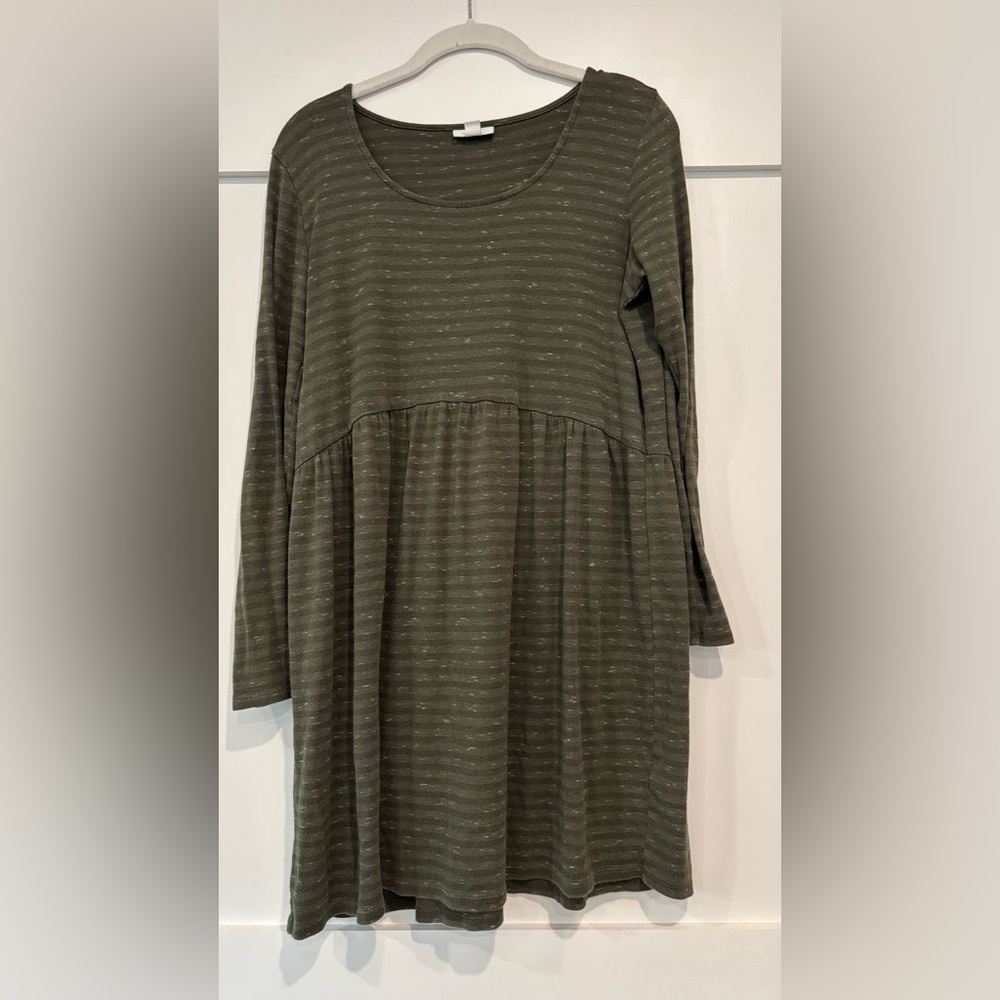 J. Jill Olive Green Striped Long-Sleeve Tunic